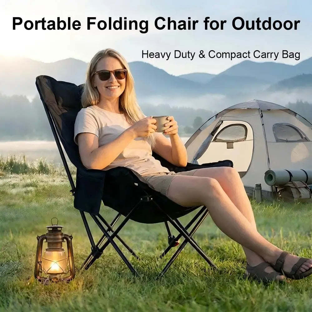 Outdoor Recliner Padded Chair With Storage Bag.