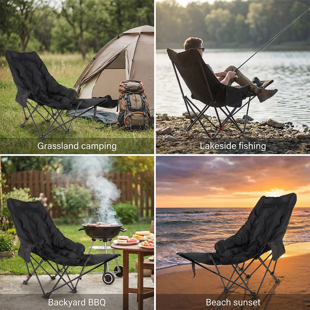 Outdoor Recliner Padded Chair With Storage Bag.