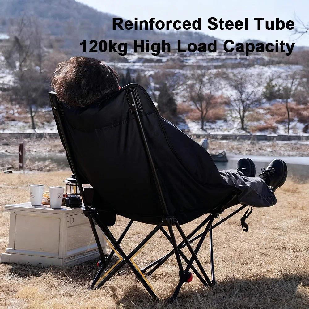 Outdoor Recliner Padded Chair With Storage Bag.