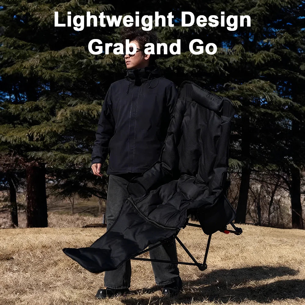 Outdoor Recliner Padded Chair With Storage Bag.