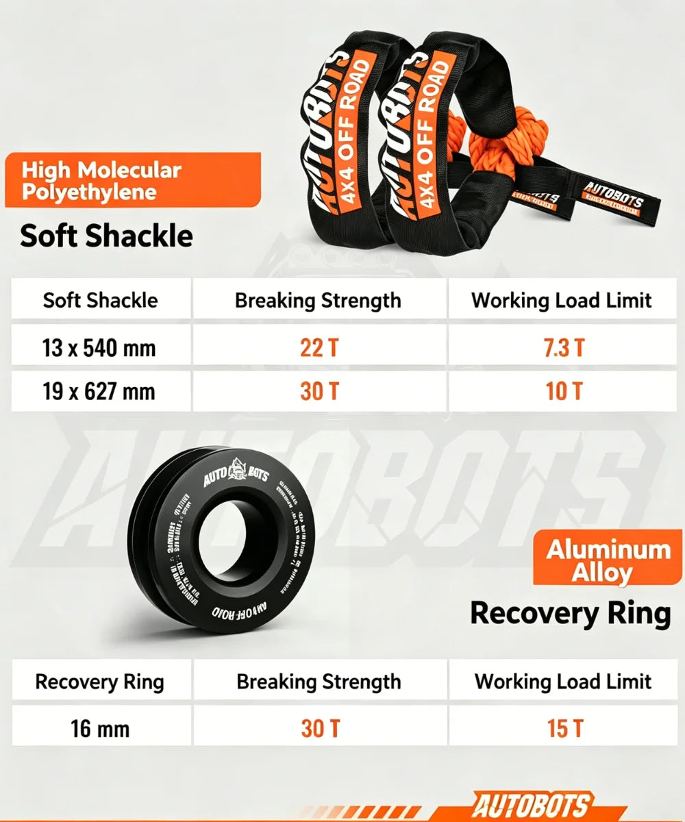 Soft Shackle Black Recovery Ring Set