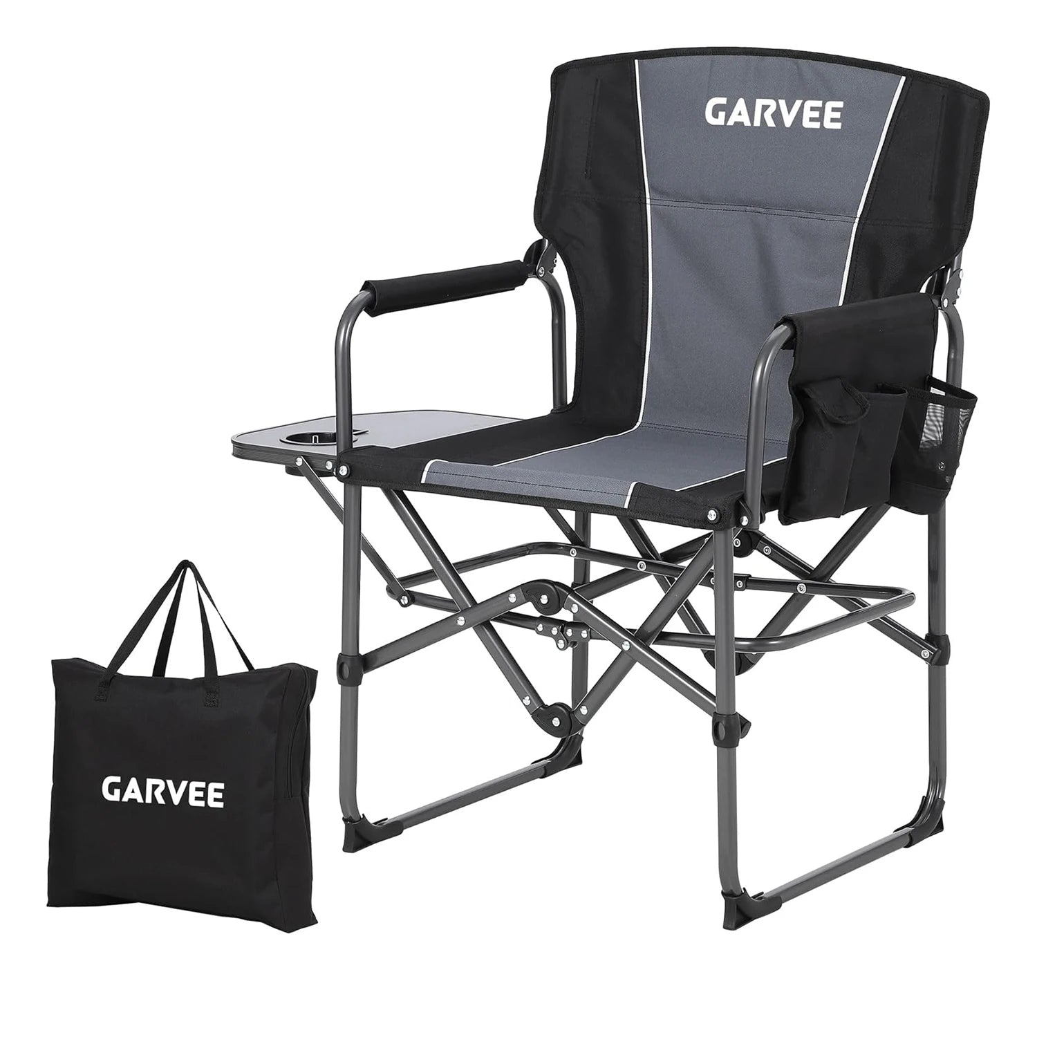 Portable Folding Directors Chair with Side Table Support 181kg Chair.
