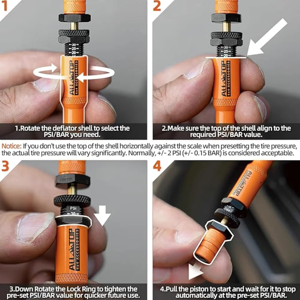 ALL-TOP 2 Gen Adjustable Auto-Stop Tire Deflator Valve Kit