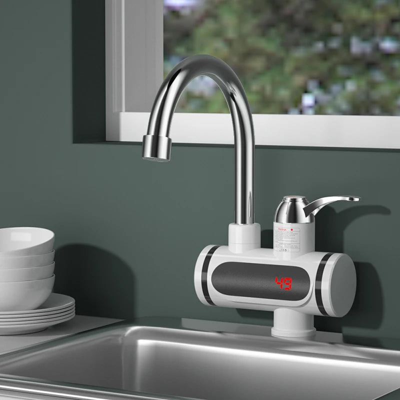 3-Second Instant Hot Water Tap Electric Heater Faucet, Cold & Hot Dual Use, Digital Temperature Display, Kitchen Bathroom Water