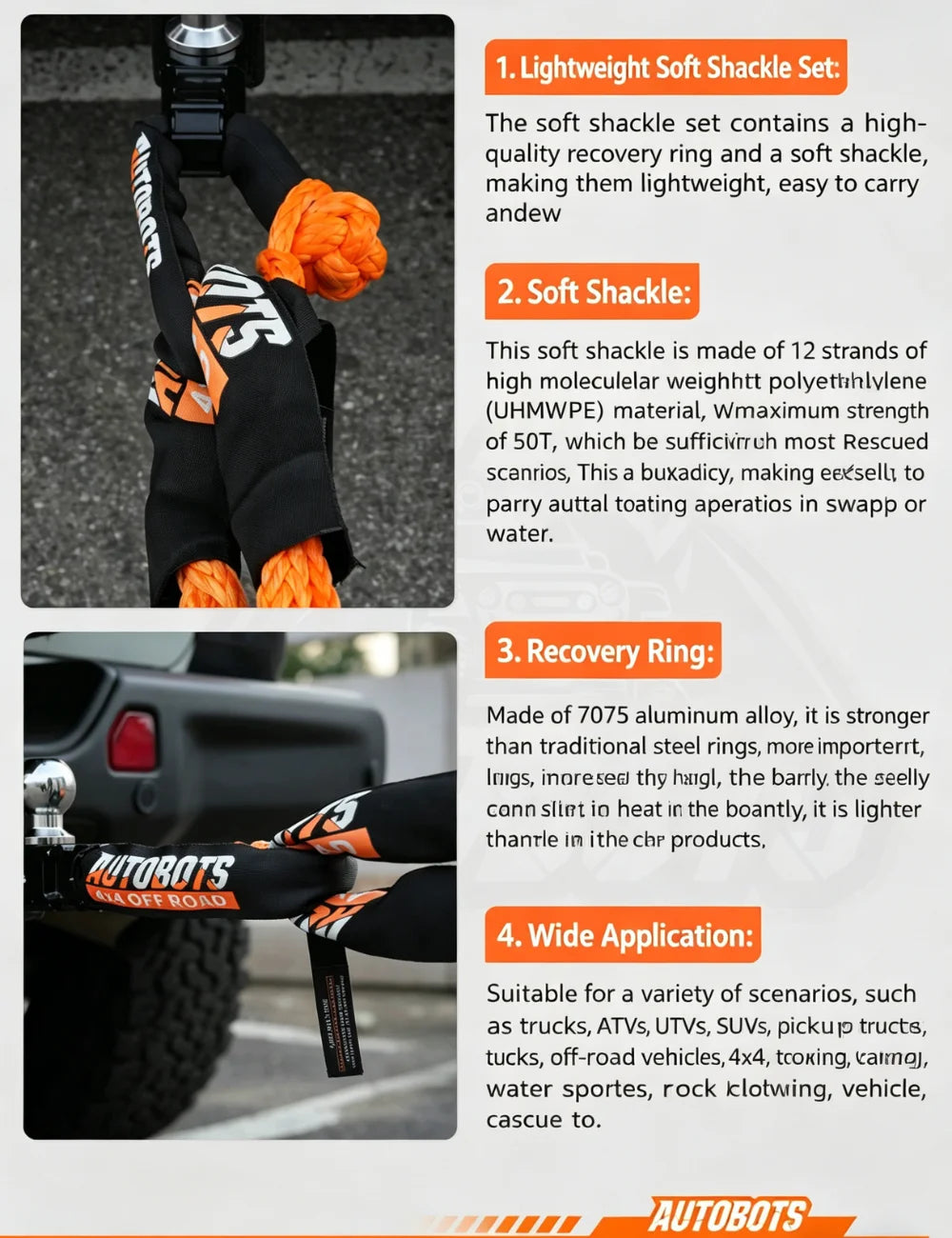 Soft Shackle Black Recovery Ring Set