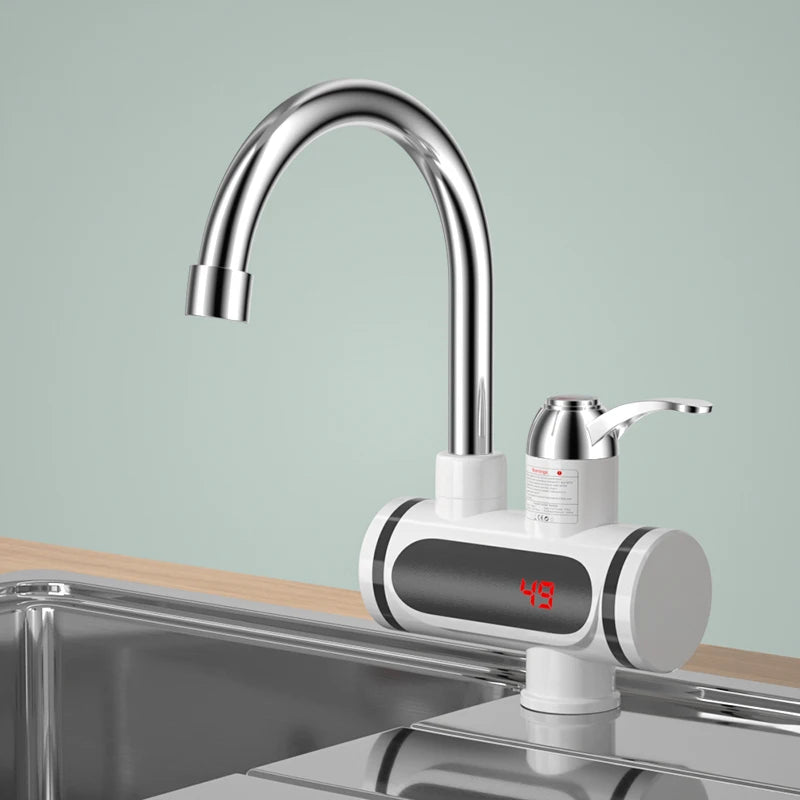 3-Second Instant Hot Water Tap Electric Heater Faucet, Cold & Hot Dual Use, Digital Temperature Display, Kitchen Bathroom Water