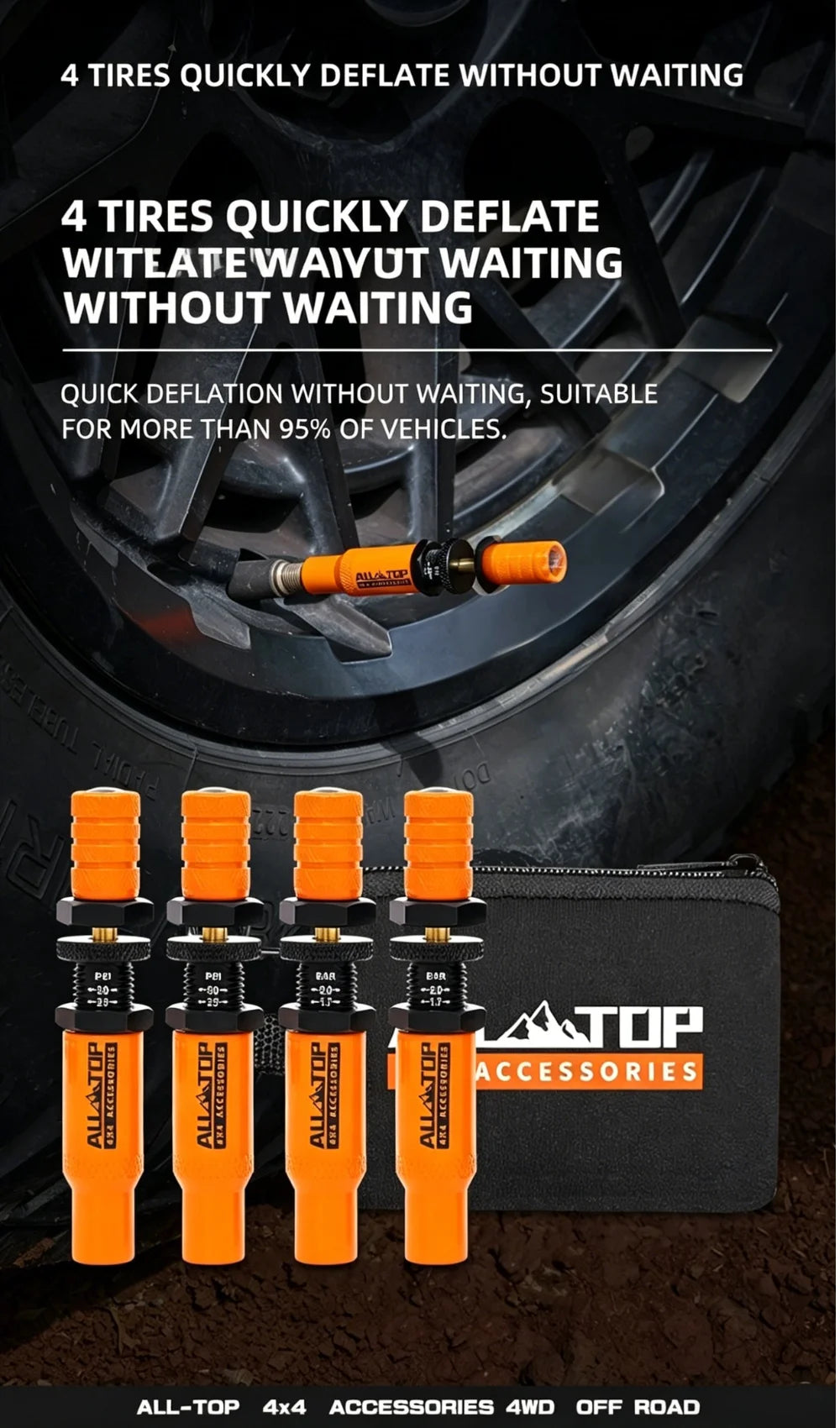 ALL-TOP 2 Gen Adjustable Auto-Stop Tire Deflator Valve Kit