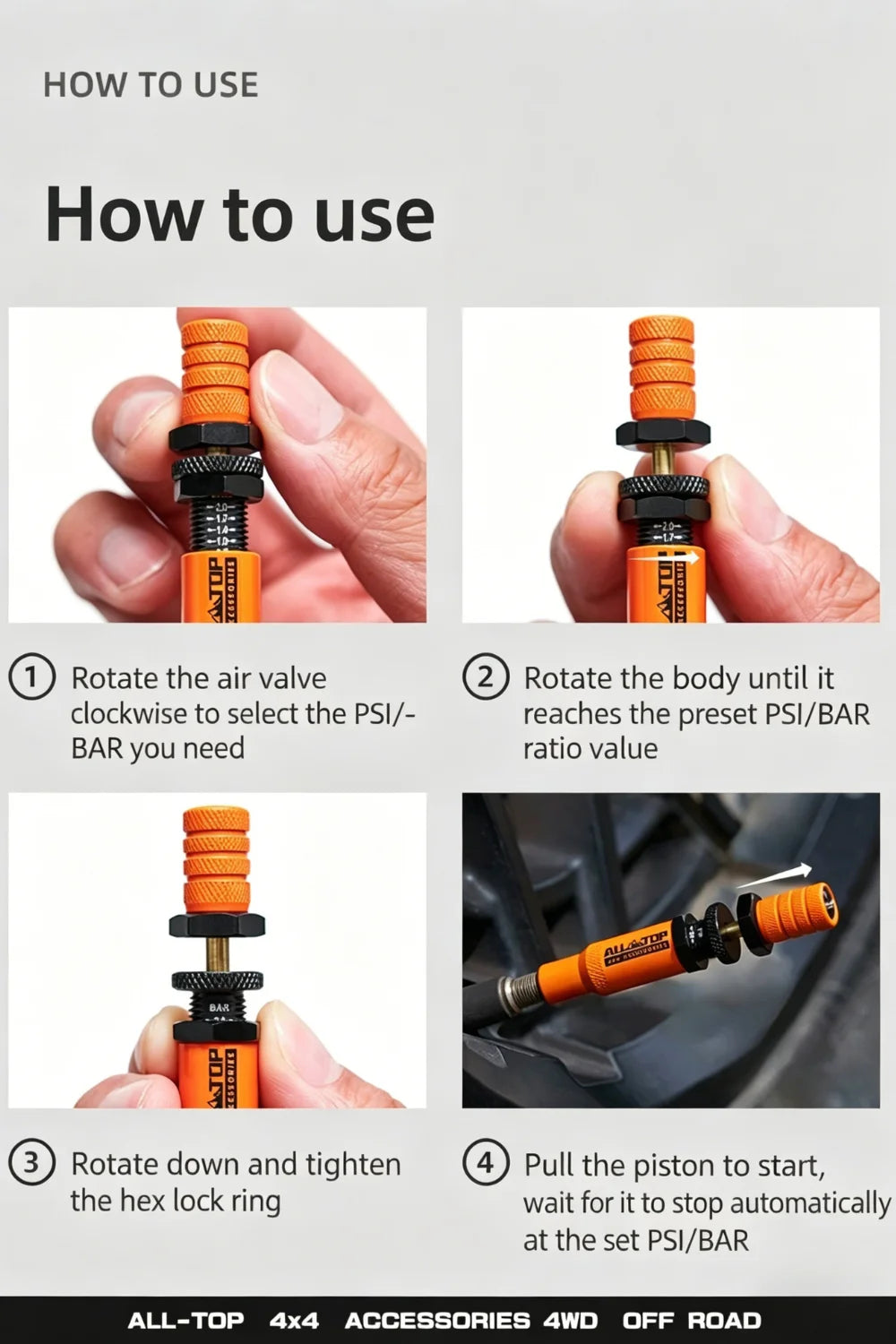 ALL-TOP 2 Gen Adjustable Auto-Stop Tire Deflator Valve Kit