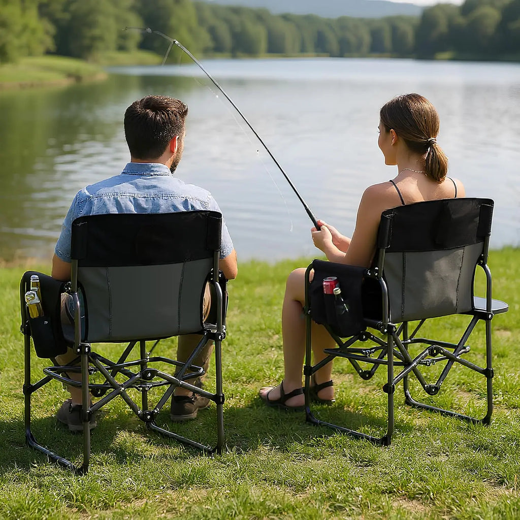 Portable Folding Directors Chair with Side Table Support 181kg Chair.