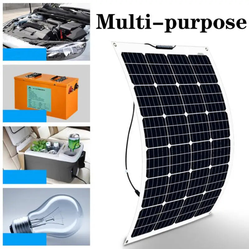 200W 18V Flexible Solar Panel Module 18V High Efficiency Battery Charger Module Waterproof Monocrystalline Boat Car RV Marine