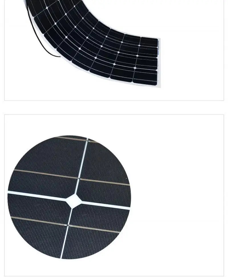 200W 18V Flexible Solar Panel Module 18V High Efficiency Battery Charger Module Waterproof Monocrystalline Boat Car RV Marine