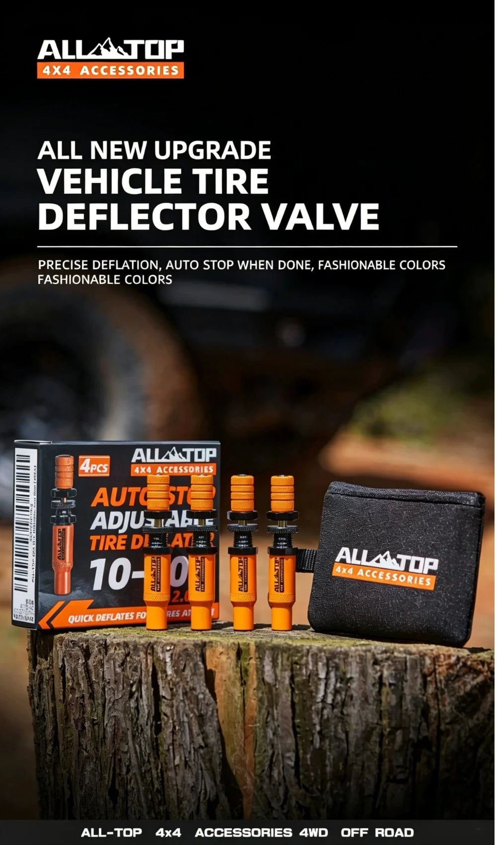 ALL-TOP 2 Gen Adjustable Auto-Stop Tire Deflator Valve Kit