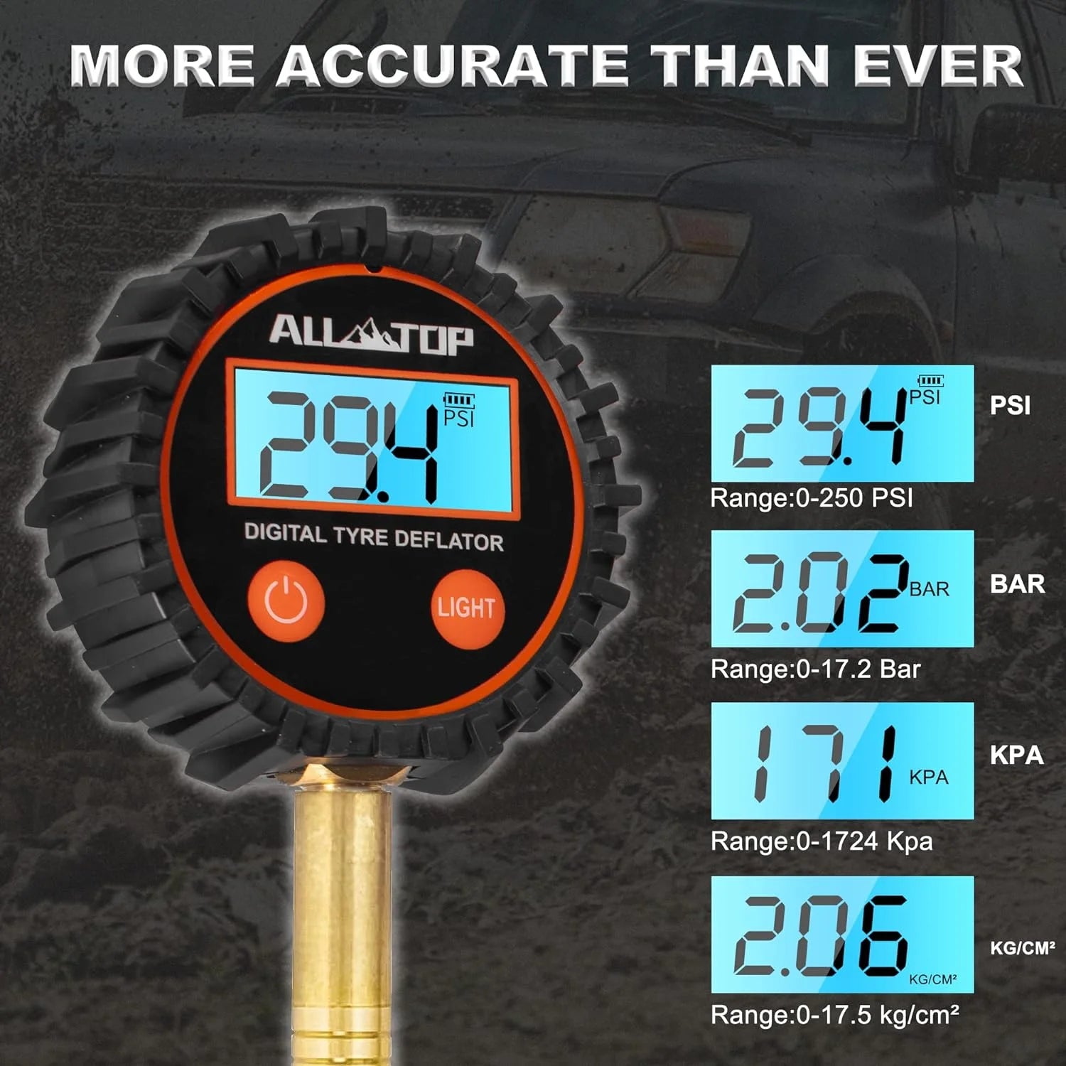 Professional Rapid Air Down 4x4 Tire Deflator Kit Pressure Gauge 250 PSI Accurate & Fast Tire Air Down Tools Rapid Tire Deflator