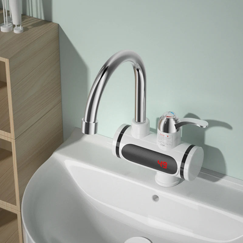 3-Second Instant Hot Water Tap Electric Heater Faucet, Cold & Hot Dual Use, Digital Temperature Display, Kitchen Bathroom Water