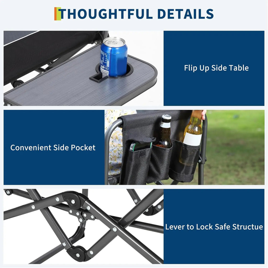 Portable Folding Directors Chair with Side Table Support 181kg Chair.