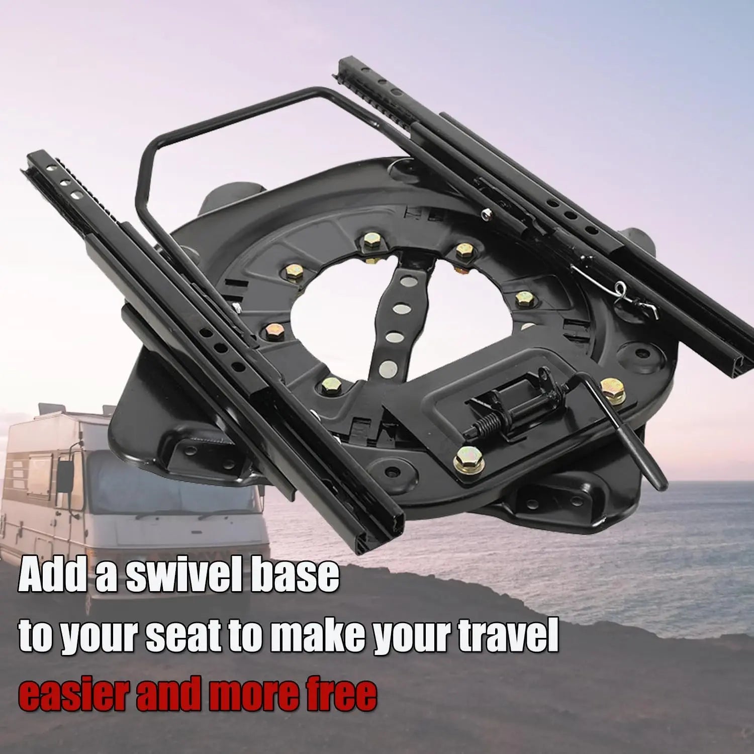 Swivel Seat Base with Sliding Rail, Universal Rotating Car Seat Sliding Rail Seat Swivel Base for Motorhome RV Campers Truck