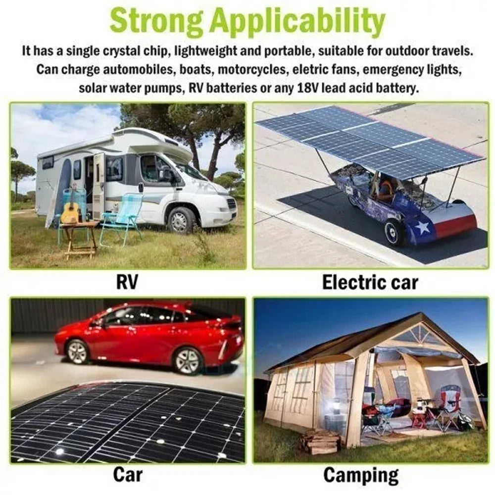 200W 18V Flexible Solar Panel Module 18V High Efficiency Battery Charger Module Waterproof Monocrystalline Boat Car RV Marine